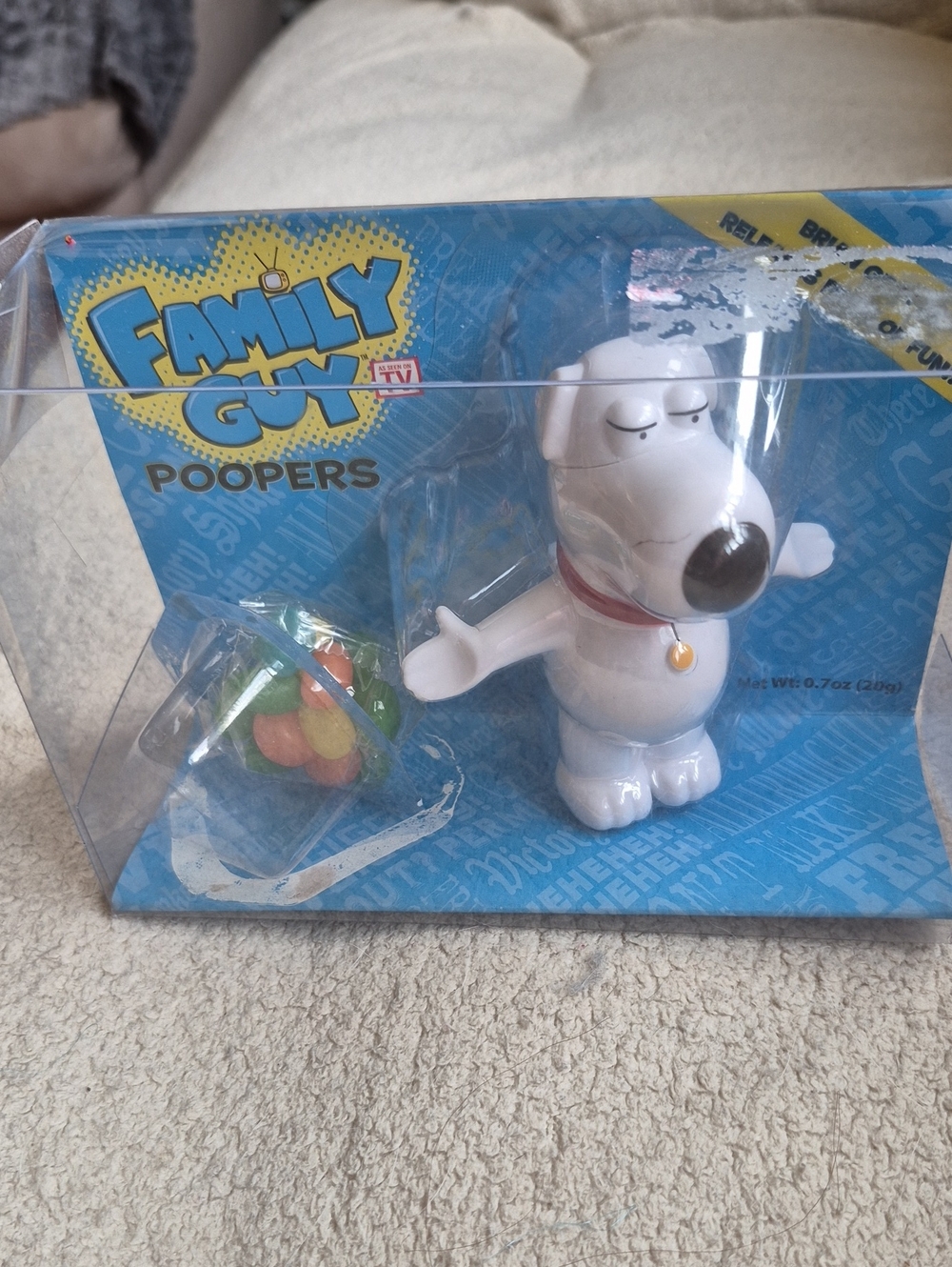 New White Brian Griffin Figure with Red Collar and Colorful Accessories